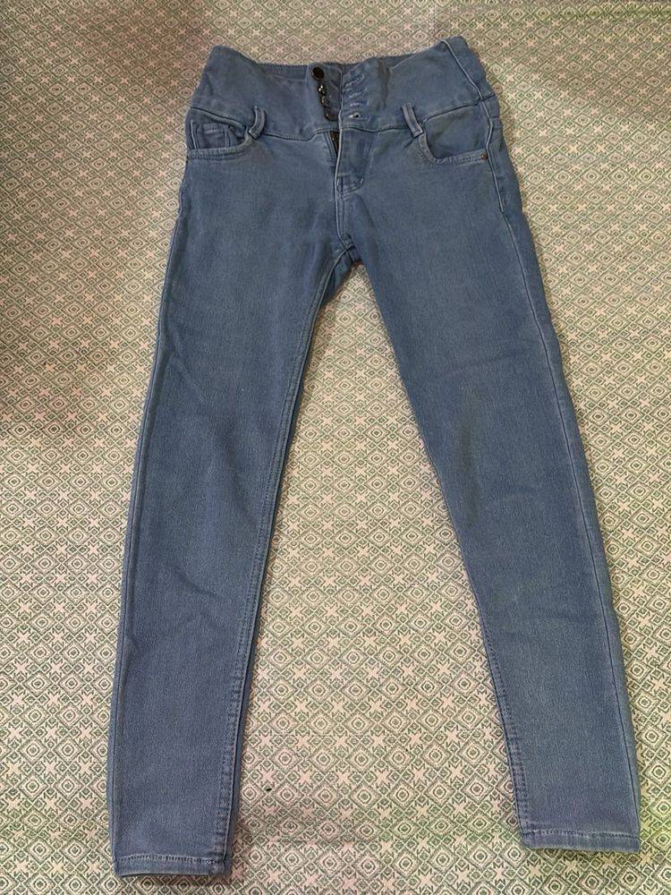 Light Blue High-Waist Skinny Jeans