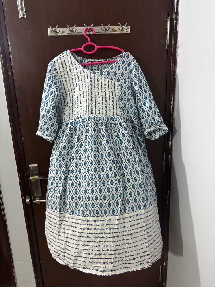 Blue Geometric Print Kurta