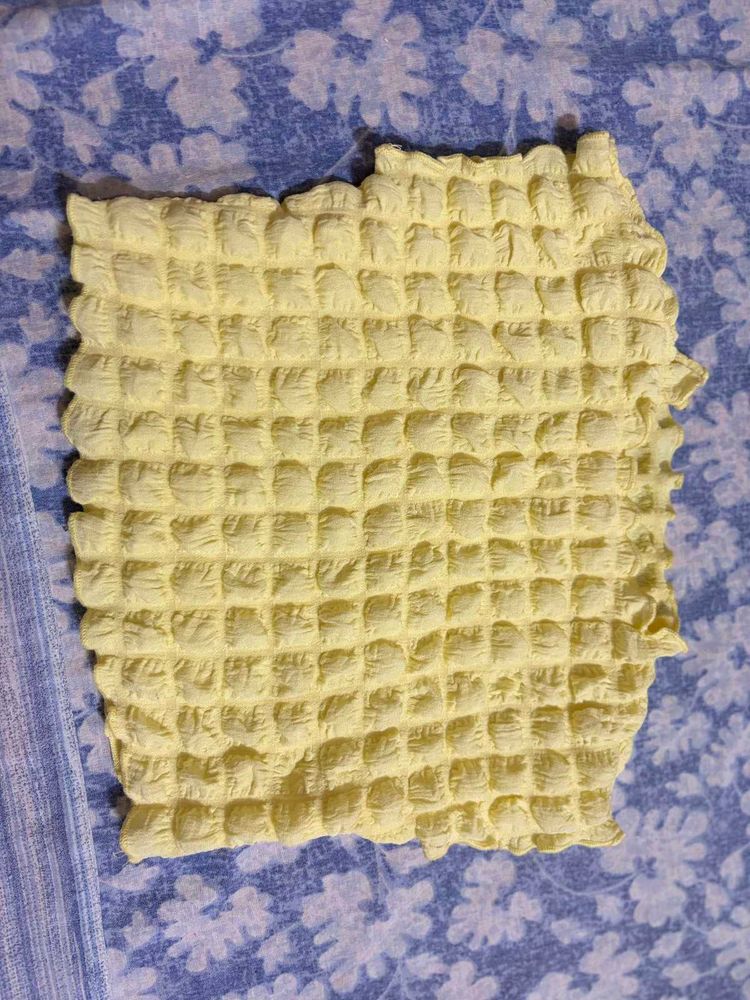 Sunny Yellow Textured Crop Top
