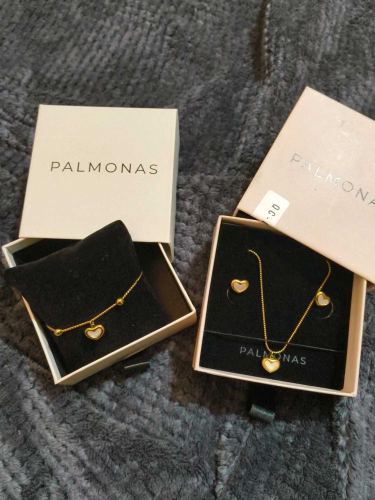 PALMONAS Heart Necklace,Earrings, bracelet