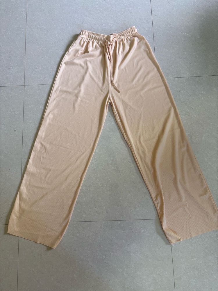 Beige Wide Leg Lounge Pants