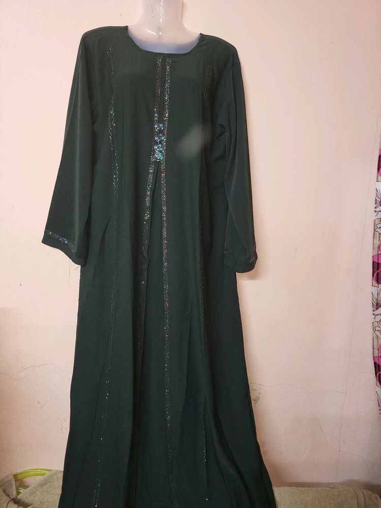 Elegant Green Abaya with Embellishments