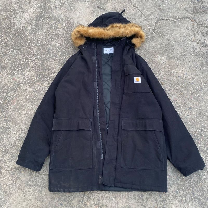 Carhartt Men's Black Fur Hooded Parka