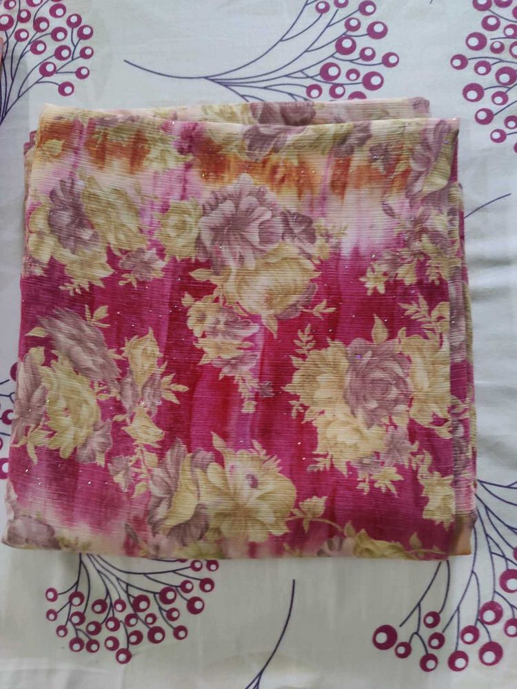 Vibrant Floral Print dress material for ladies