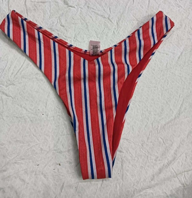 Red, White &amp; Blue Striped Bikini Bottom 🤎