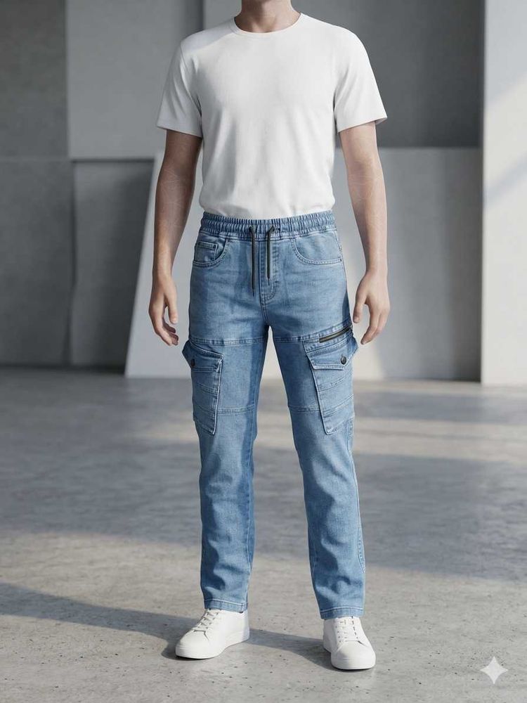 Stylish Blue Cargo Jeans