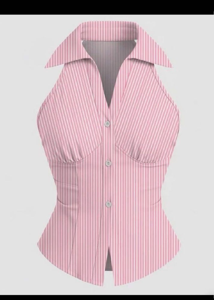 Pink Striped Halter Neck Top