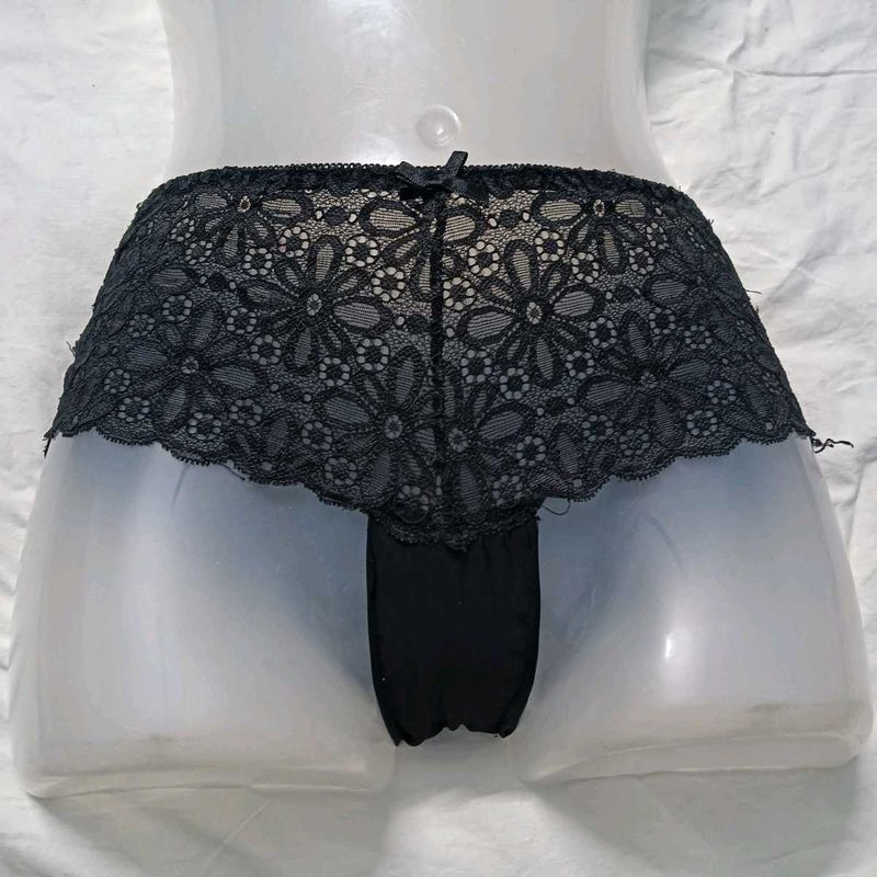 ⭐ Sheer Lace Black Briefs