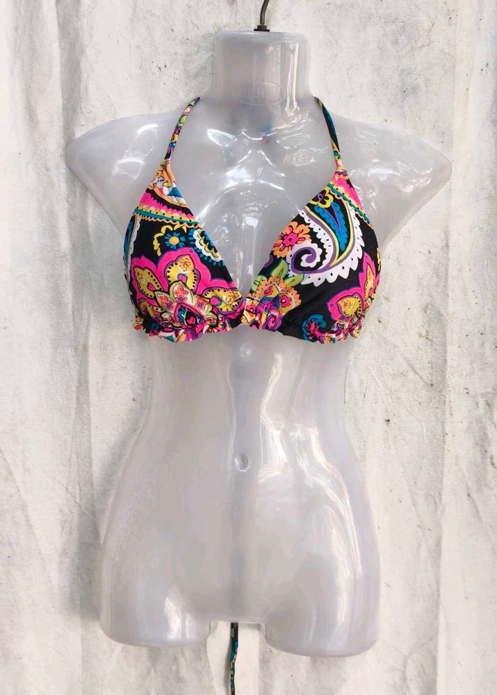 7249. Vibrant Paisley Print Bikini Top