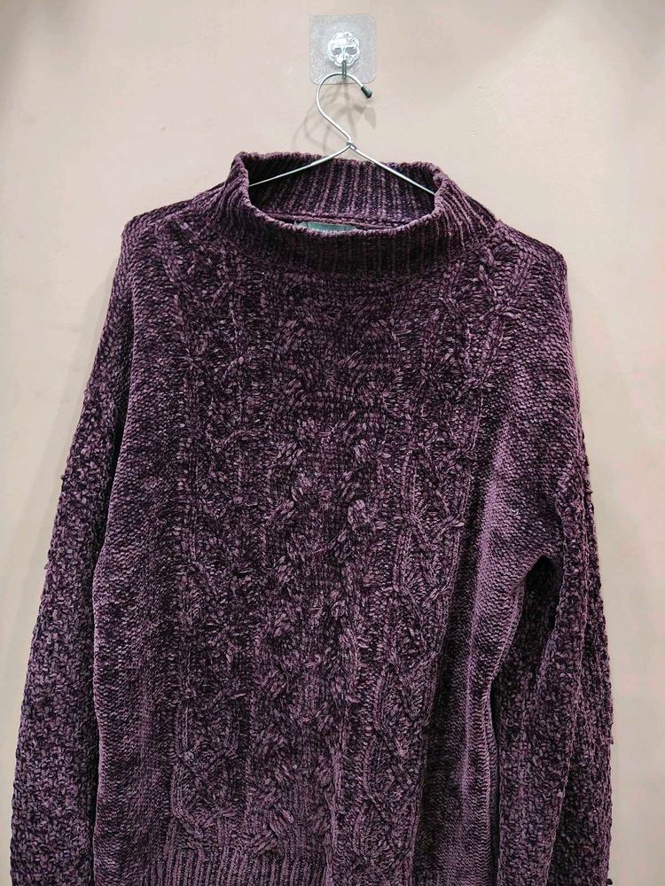 Plush Purple Turtleneck Sweater