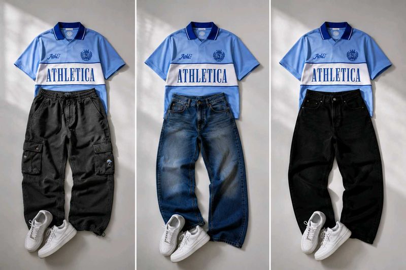 Blue Athletica Combo Fit 🔥 | Trendy Oversized Tee