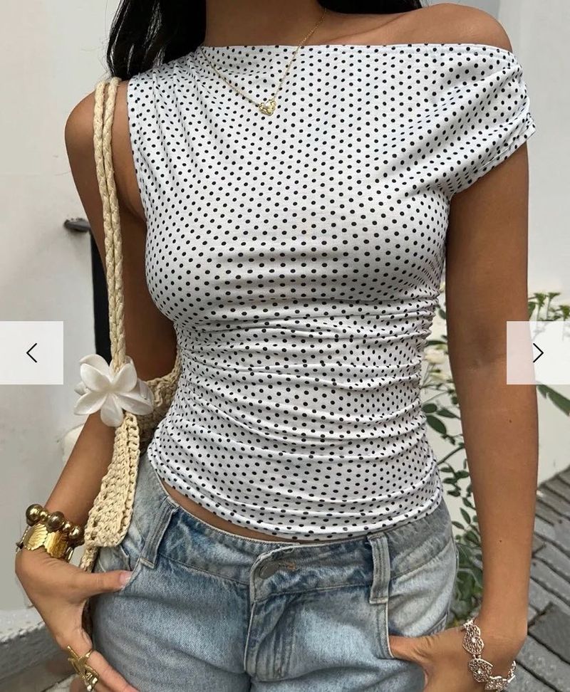 Chic Polka Dot Ruched Top
