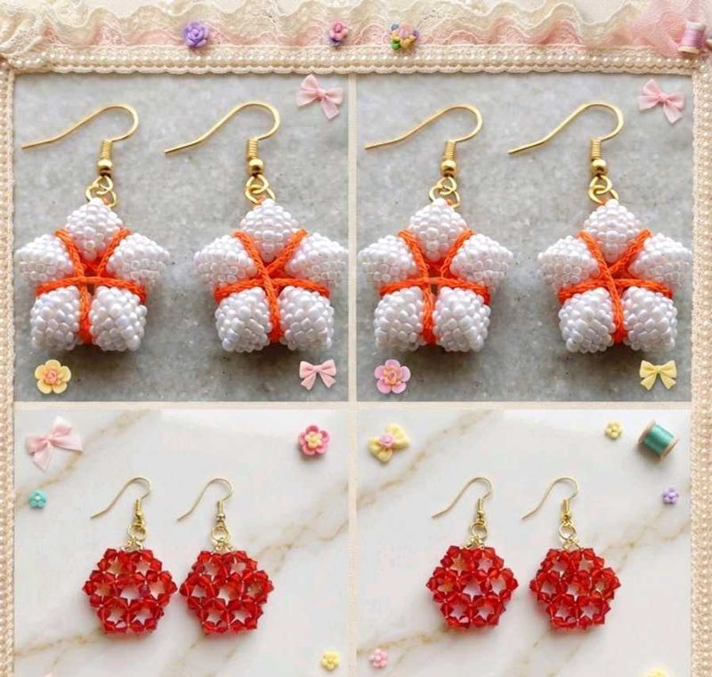 Handmade Beaded Flower Earrings