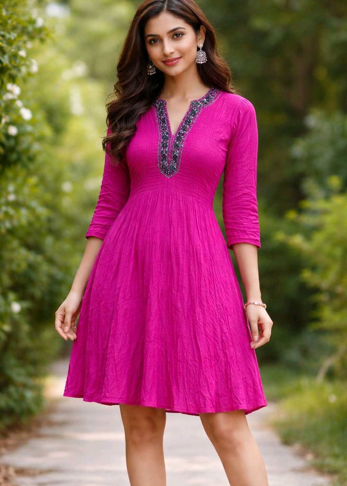 Magenta Fit &amp; Flare Dress