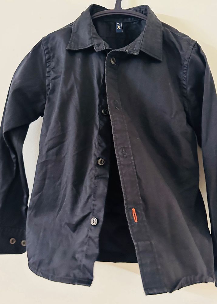 Boy's Stylish Black Button-Down Shirt