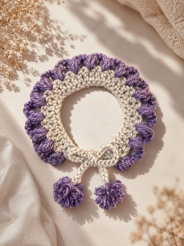 Handmade Crochet cat collar