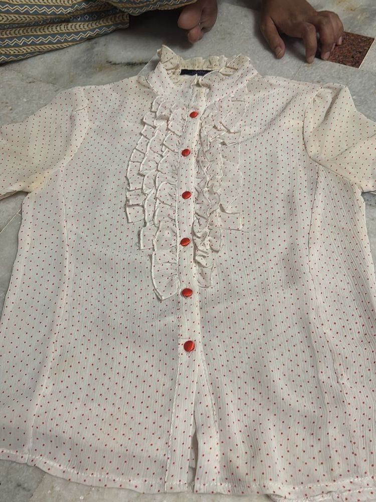 Chic Ruffled Polka Dot Blouse