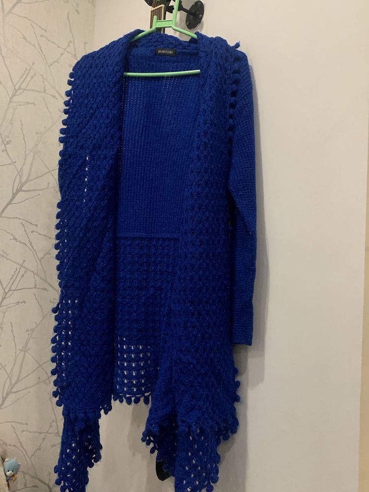 Cobalt Blue Pom-Pom Cardigan