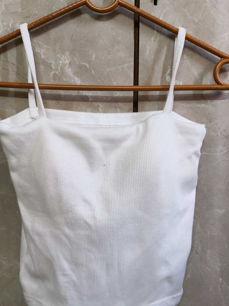 White Ribbed Tank Top