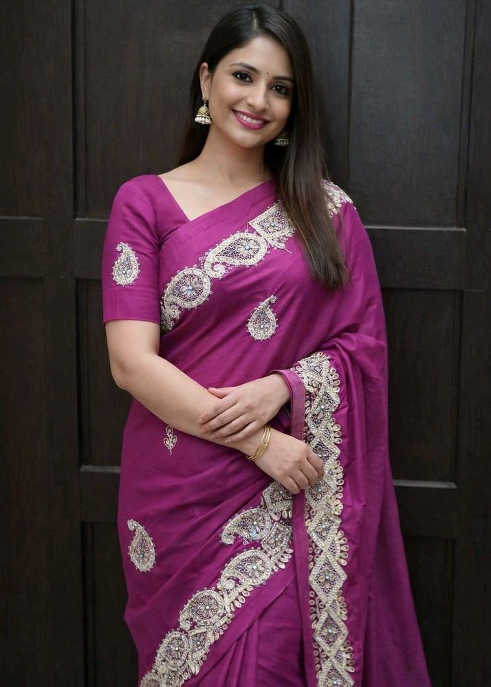 Embroidered Magenta Fabric Most Elegant Design