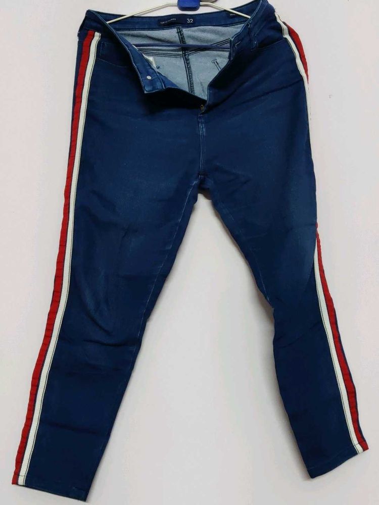 High Waist Striped Jeans