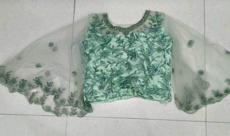 Embroidered Mint Green Blouse