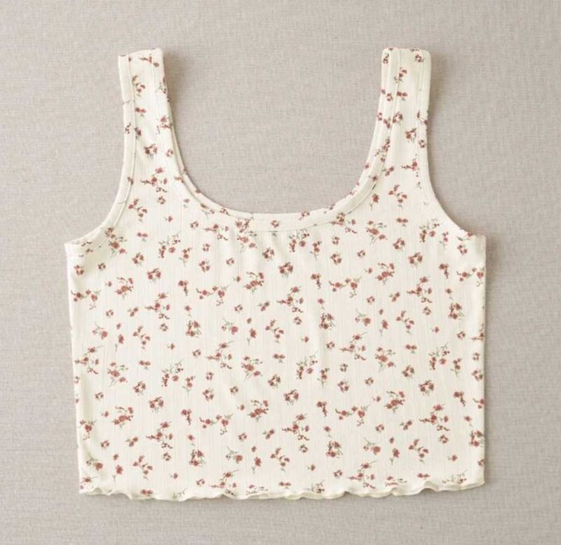 Cute Floral Print Crop Tank Top