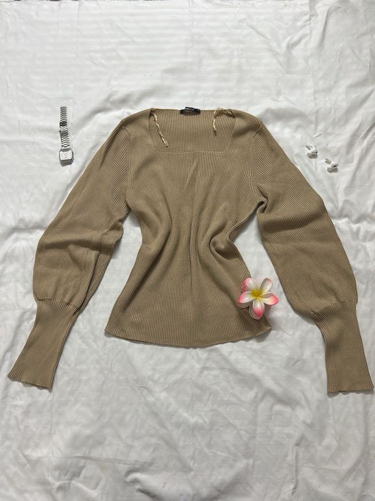Ribbed Square Neck Top