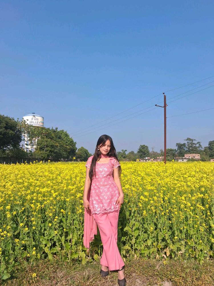 Beautiful Pink short kurti plazo set with dupatta