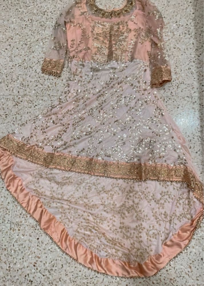 Stunning Peach &amp; Gold Embellished Lehenga Choli