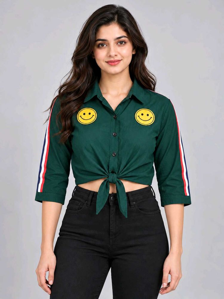 Superdry Green Smiley Face Crop Shirt