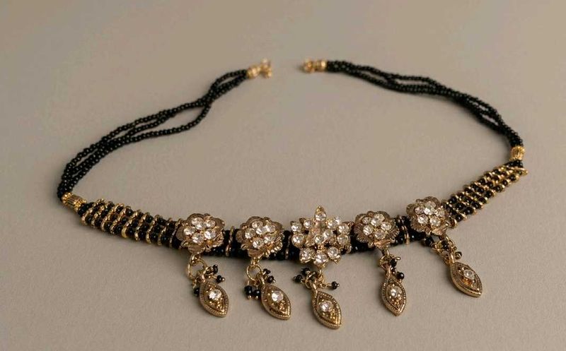Traditional Black and Gold Floral Choker