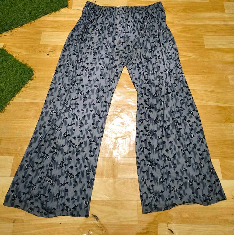 Grey Floral Palazzo Pants