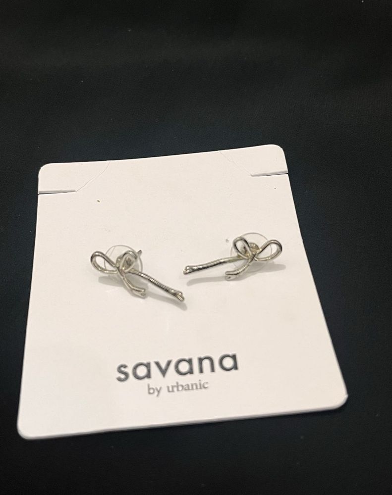 Silver Bow Stud Earrings