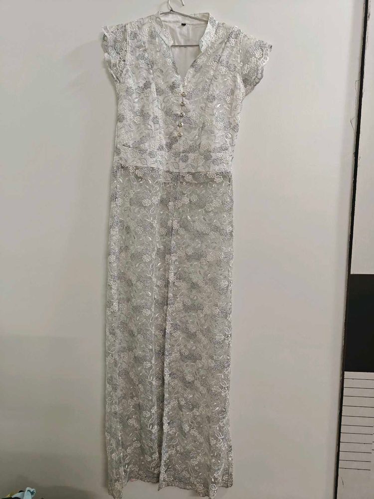 Elegant White Lace Maxi Dress