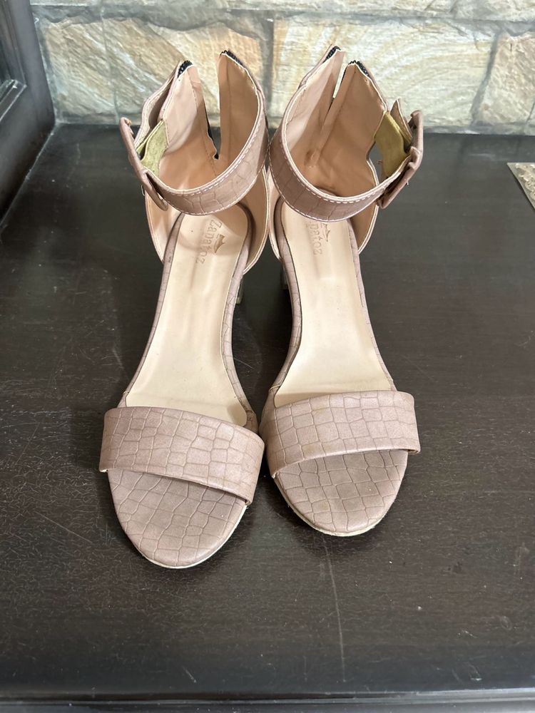 Blush Nude Block Heels with Transparent Heel