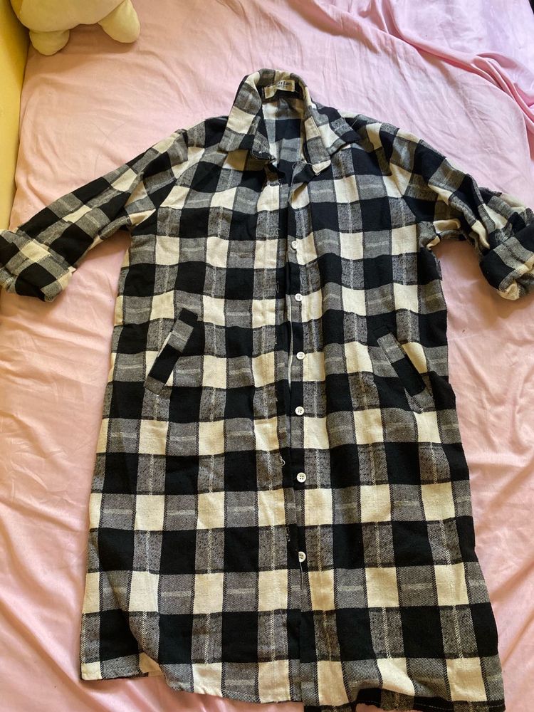 Classic Plaid Long Shirt Dress
