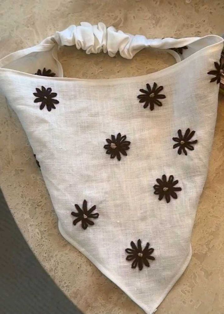 White Floral Bandana Headband