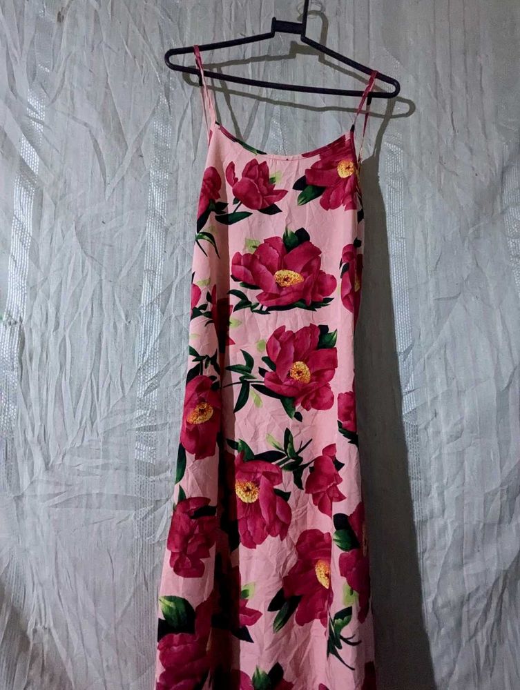 Pink Floral Slip Dress