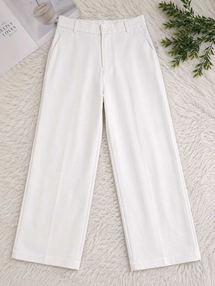 Chic Wide Leg korean White Pants