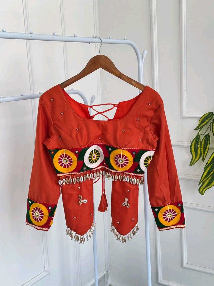 Orange Embroidered Blouse