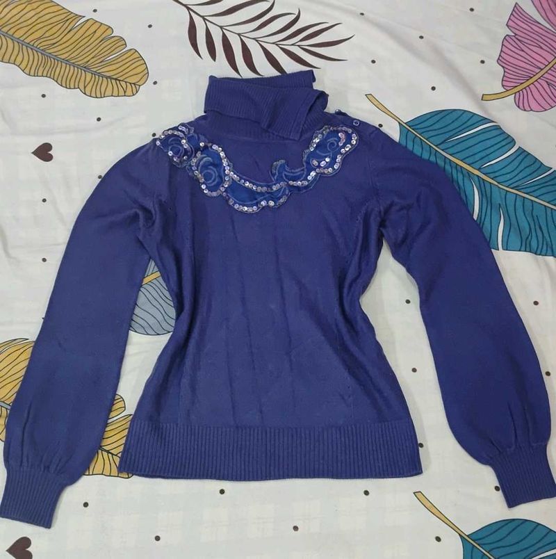 Elegant Purple Turtleneck Sweater 💙