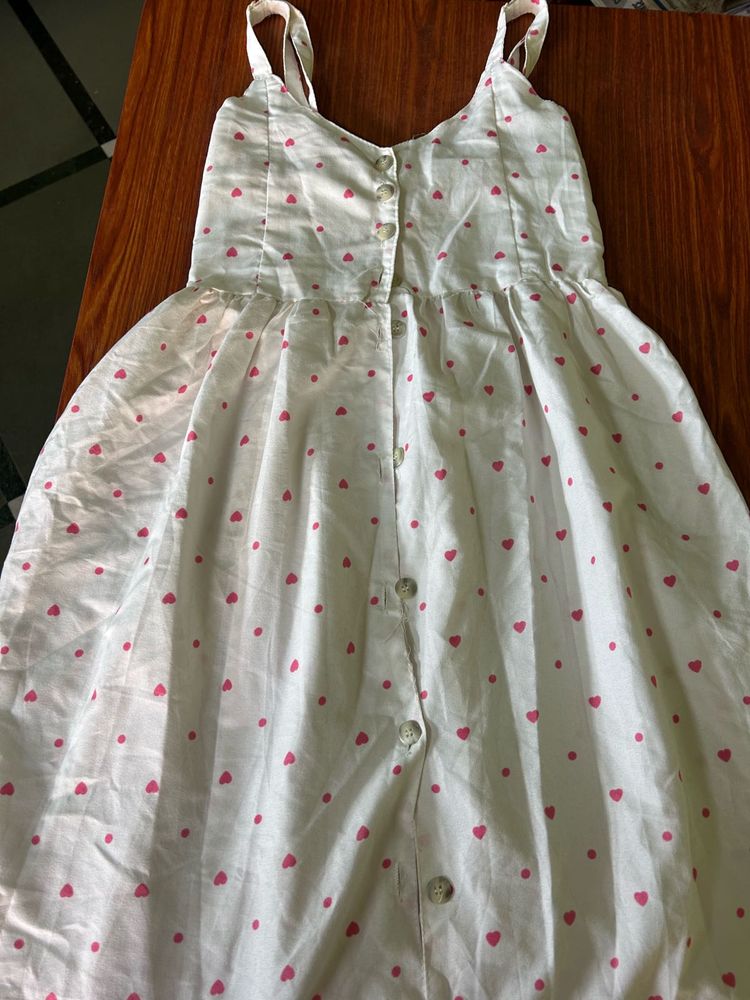 Cute White Heart Print Dress