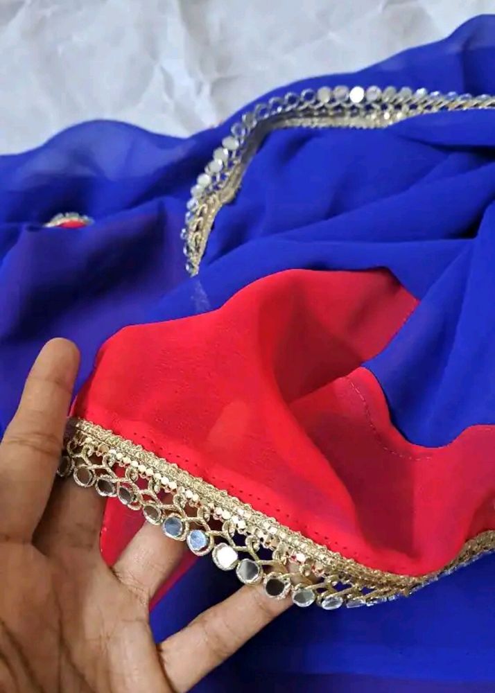 Mitera Two Toned Saree With Stitch Blouse
