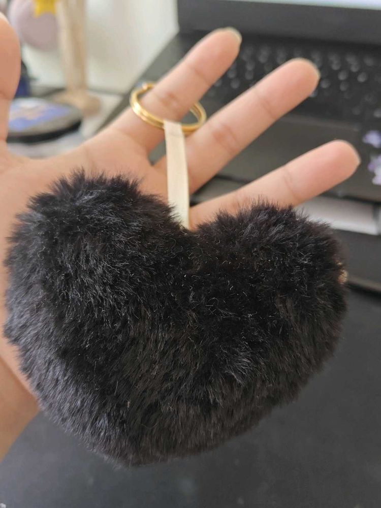 Heart Shaped Fluffy Keychain