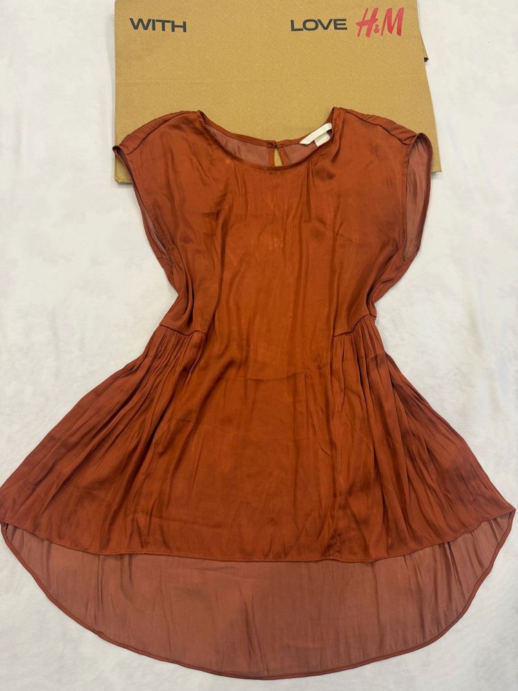 rust copper colour satin H&amp;M top