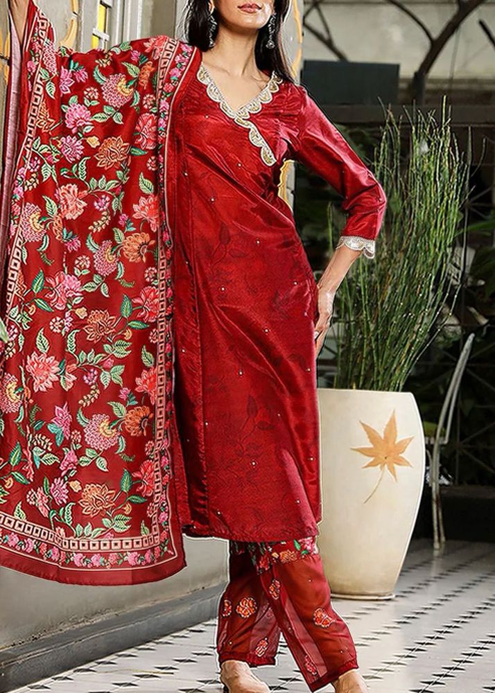 Designer marron Kurta Set with Dupatta