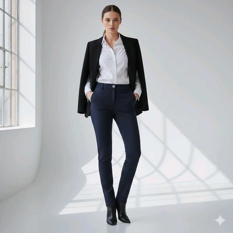 Navy Blue Slim Fit Pants