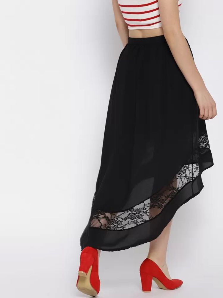 Y2K❤️‍🔥gothic✨Black High-Low Lace Skirt