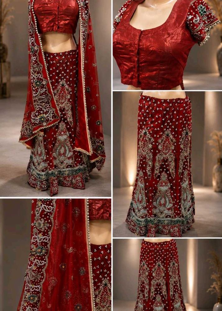 Stunning Red Embroidered Lehenga Choli